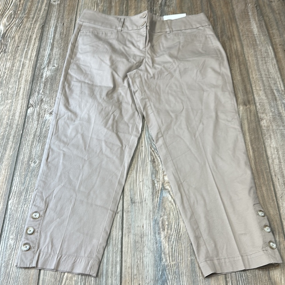 Ann Taylor Loft Original Crop Pants 10 Chino New Khaki Cropped - Picture 2 of 8